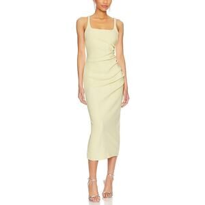 Bec + Bridge 'Karina' Yellow Polyester Tuck Midi Dress Size 4